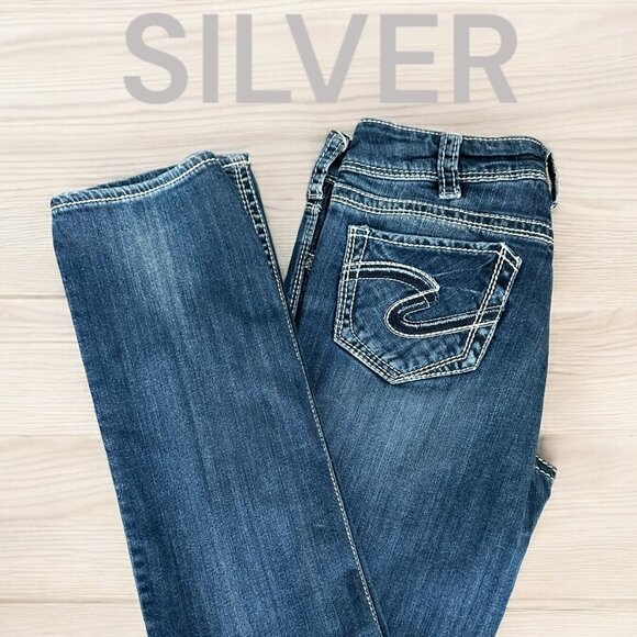 SILVER SUKI STRAIGHT JEANS - THICK STITCHING - Picture 1 of 11
